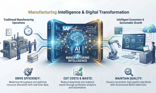 Engineer using tablet on factory floor with production analytics