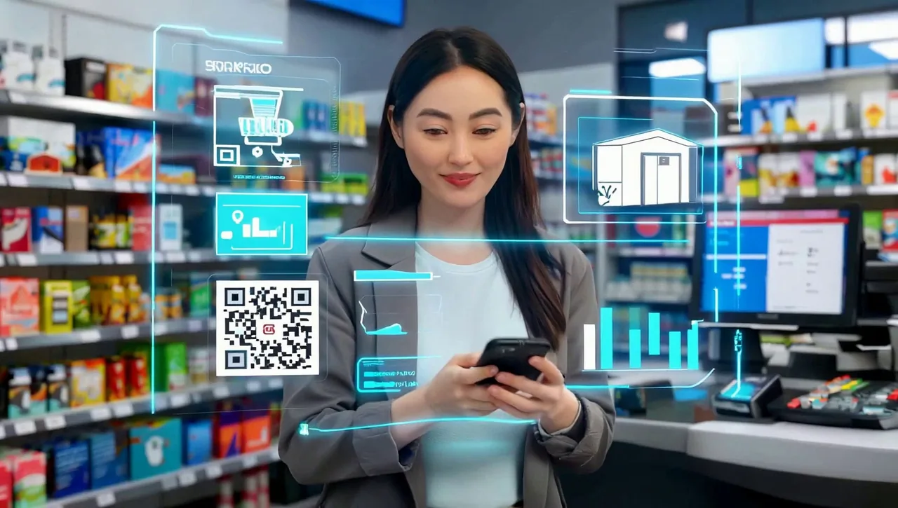 AI-driven retail analytics overlay in a store aisle