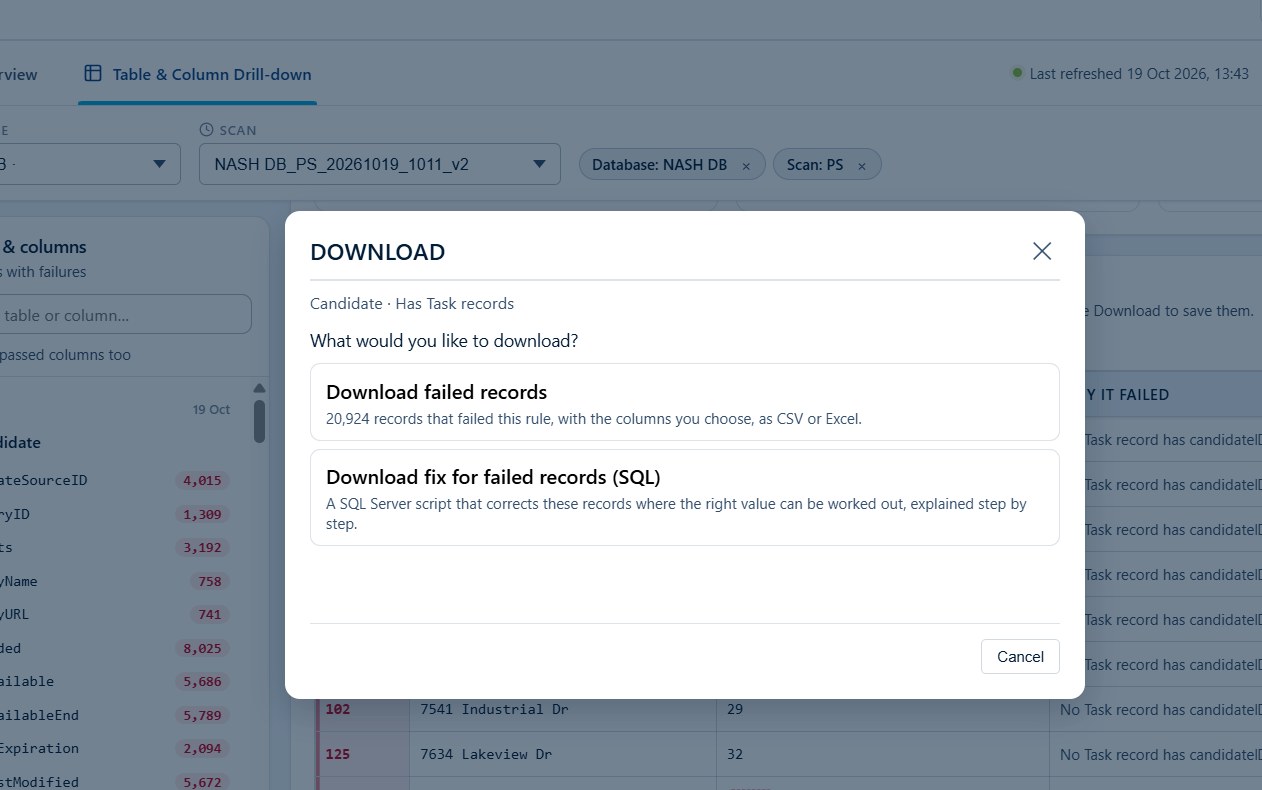 Column Drill-Down, Evidence and AI Insights