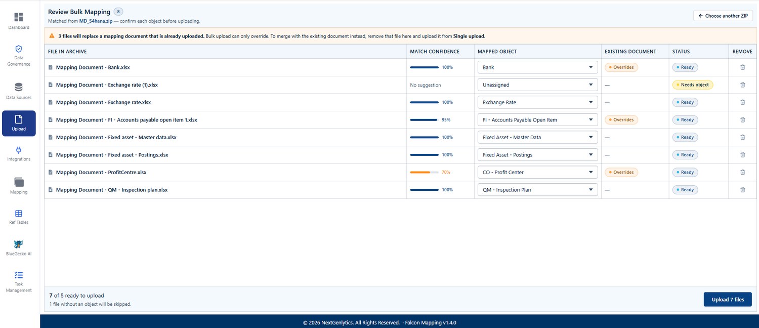 Bulk Upload of Mapping Documents