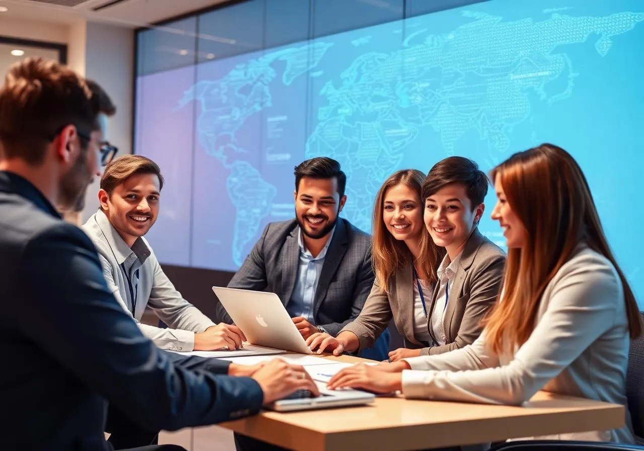 Global staffing team collaborating